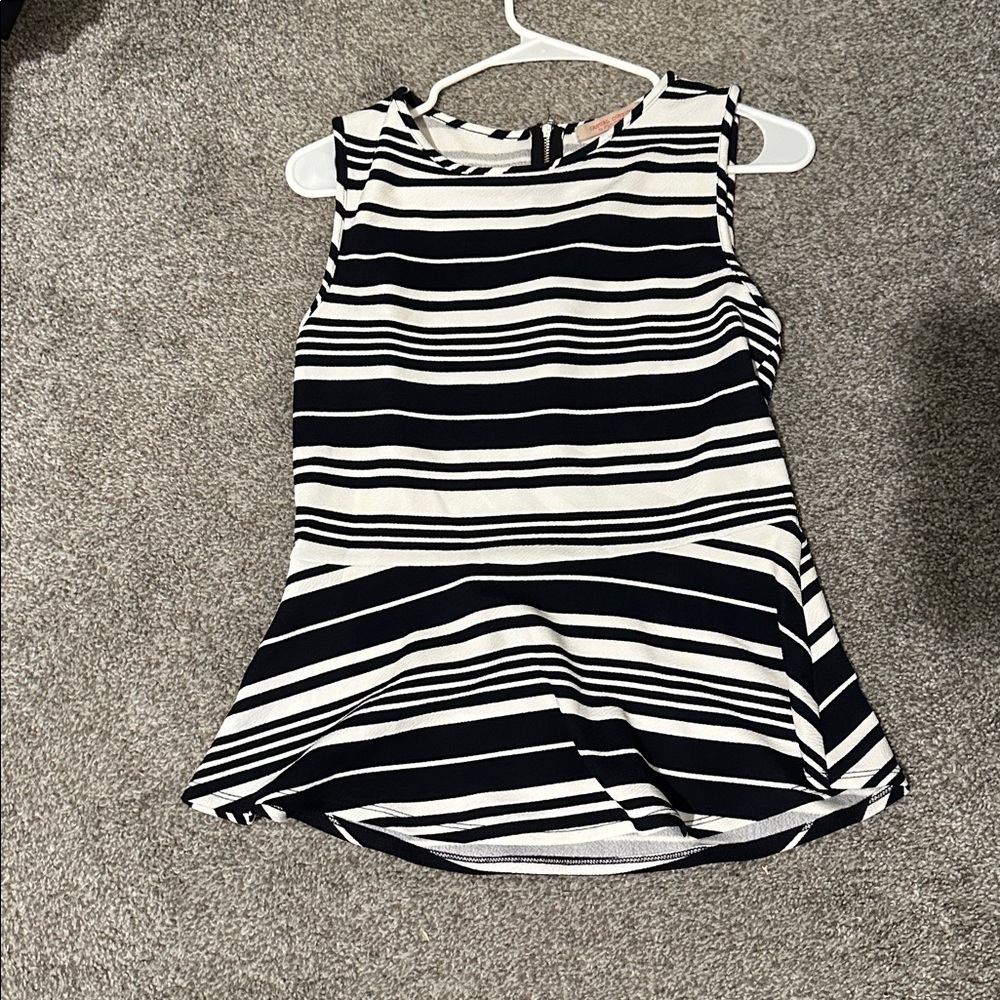 Striped Sleeveless Peplum Top
